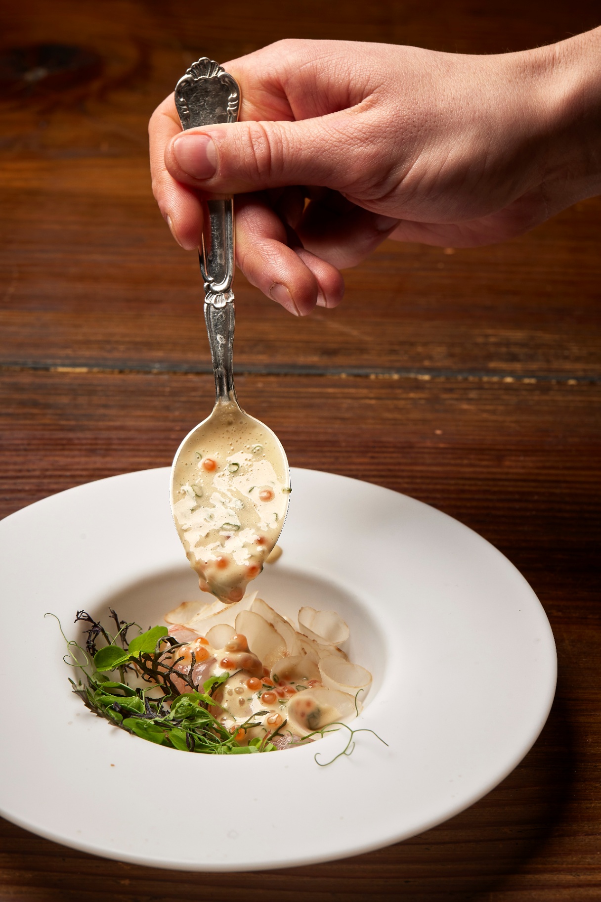 A New Nordic dish plated at Restaurant Grim